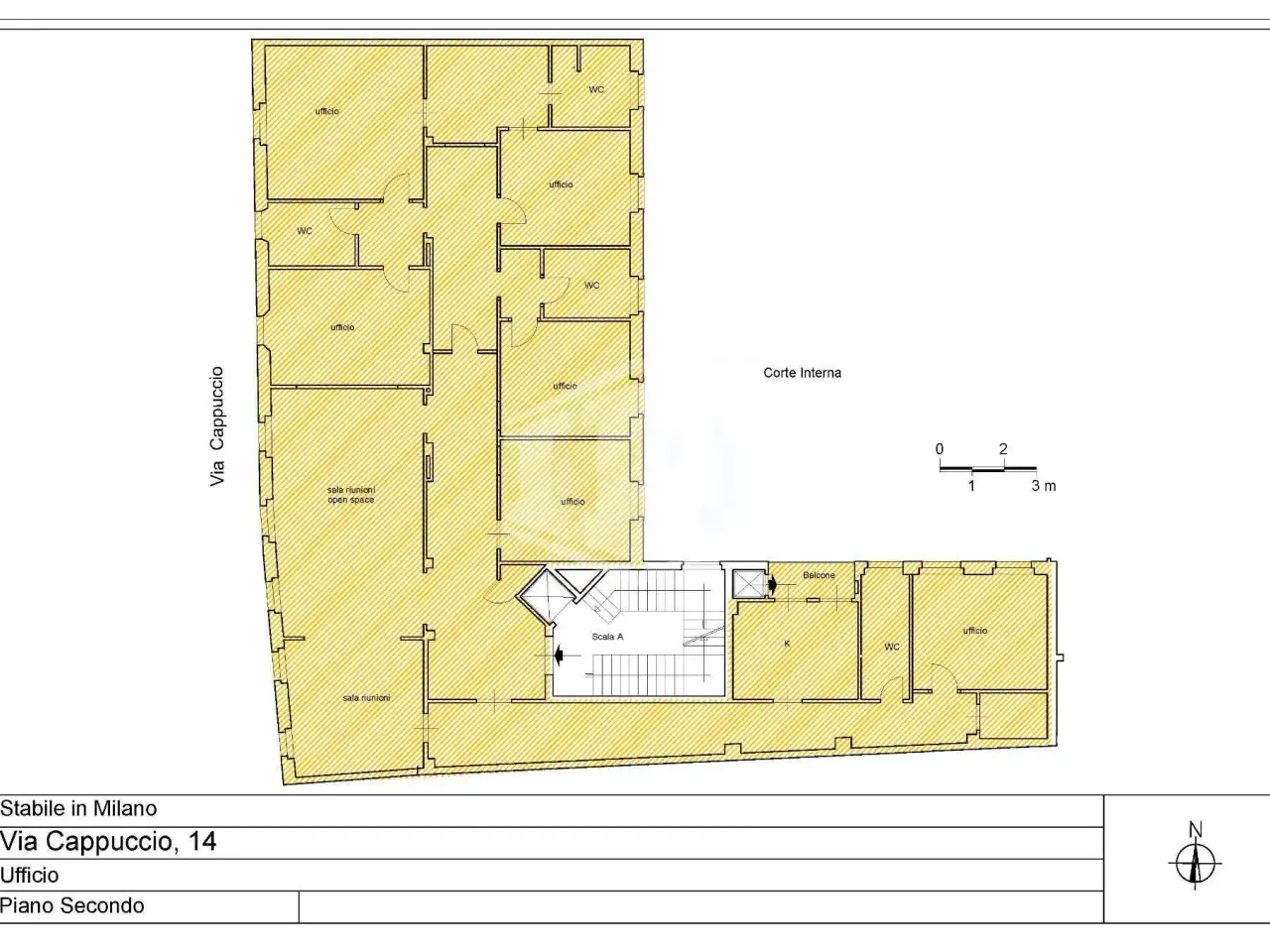 Ufficio in Via Cappuccio 14, Milano, {3} - Planimetria 1