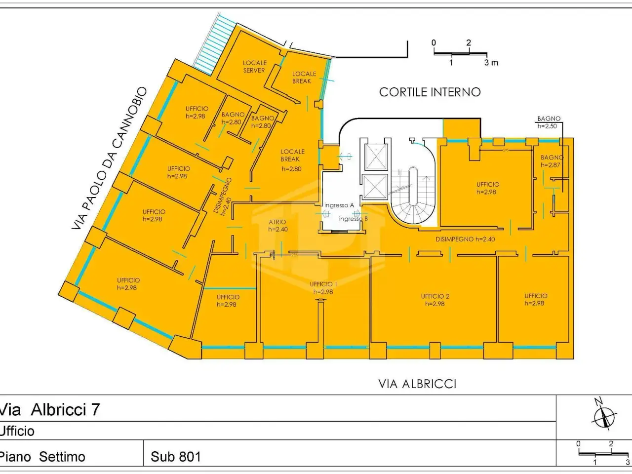 Ufficio in Via Alberico Albricci 7, Milano, {3} - Planimetria 1