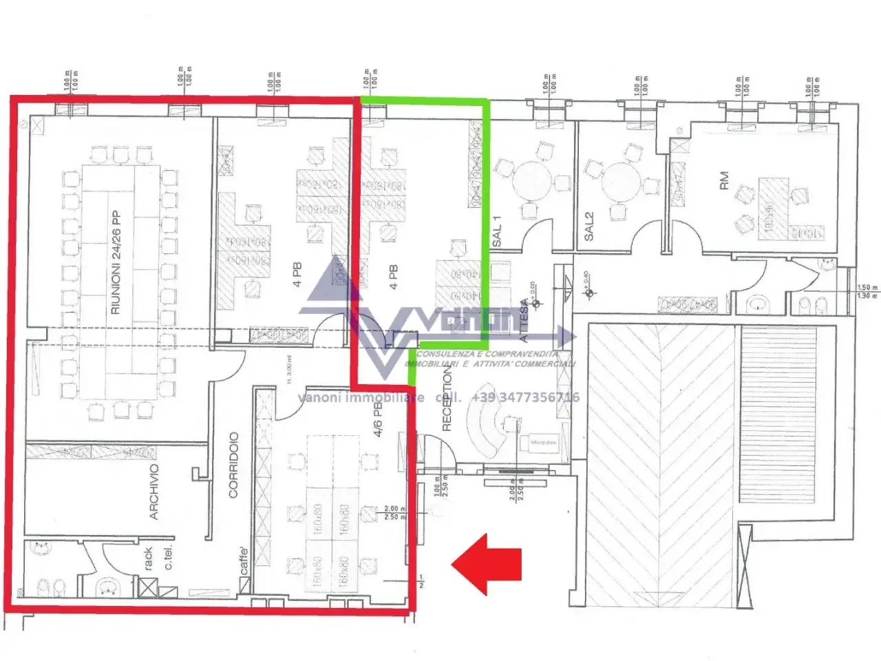 Ufficio in Via Rotonda dei Mille, Bergamo, {3} - Planimetria 1