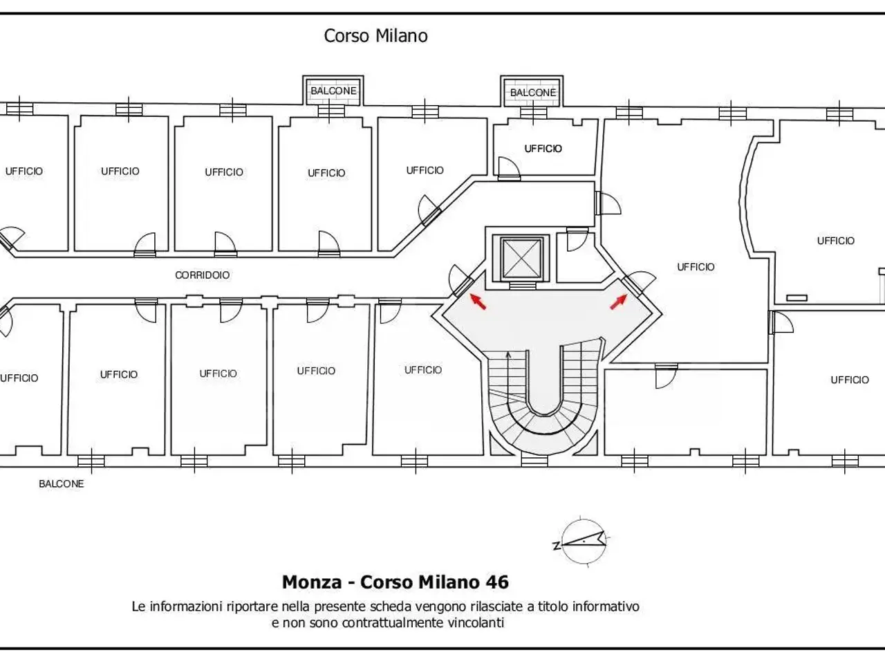 Ufficio in Corso Milano 46, Monza, {3} - Planimetria 1