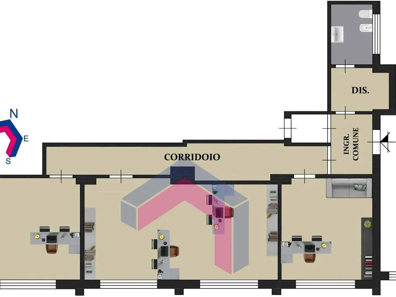 Ufficio in Via Generale Giuseppe Arimondi 4c, Palermo, {3} - Planimetria 1