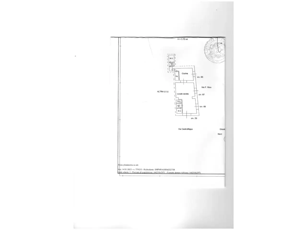 Negozio in Via Castrofilippo 29, Palermo, {3} - Planimetria 1