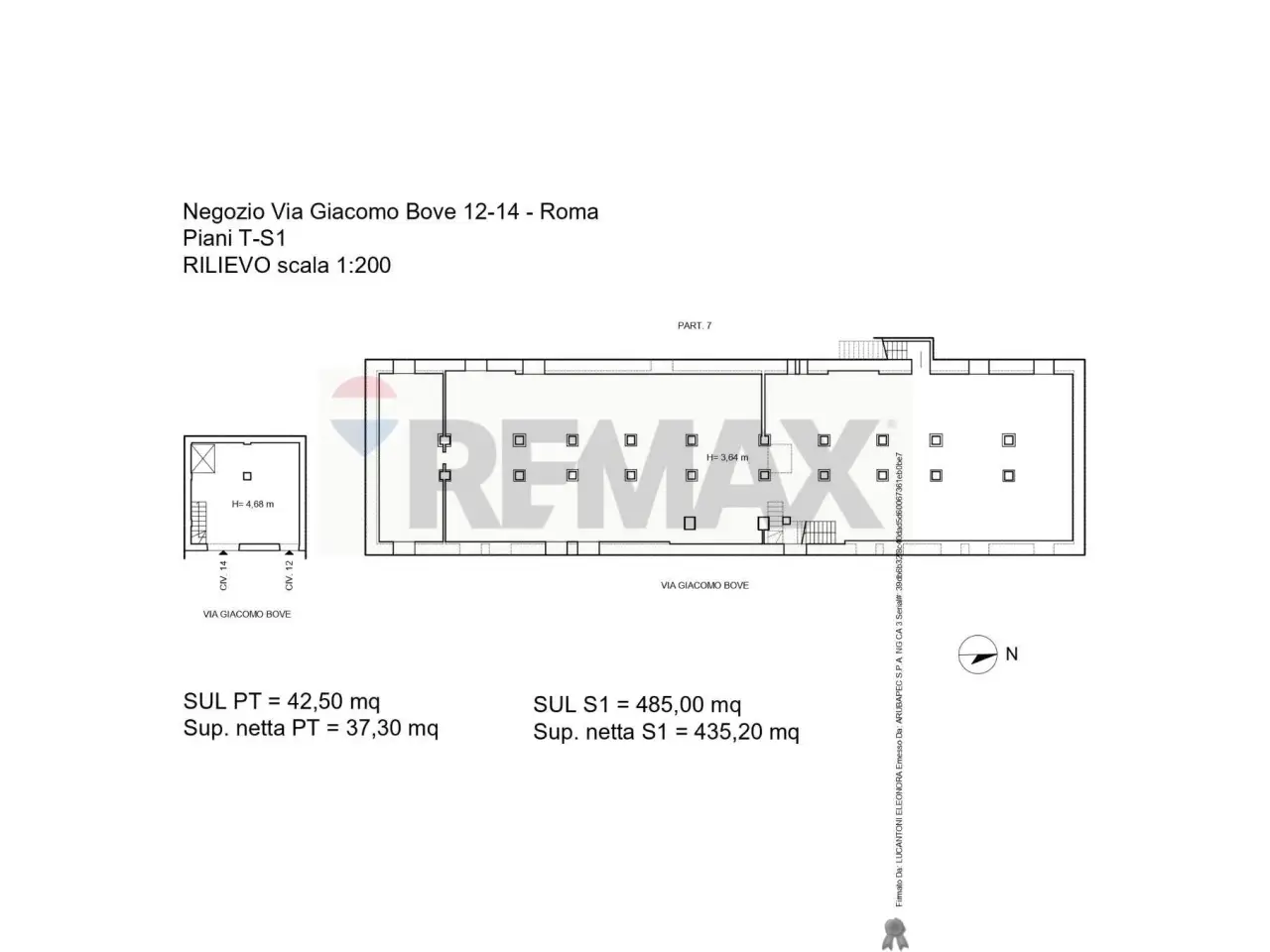Negozio in Via Giacomo Bove 12/14, Roma, {3} - Planimetria 1