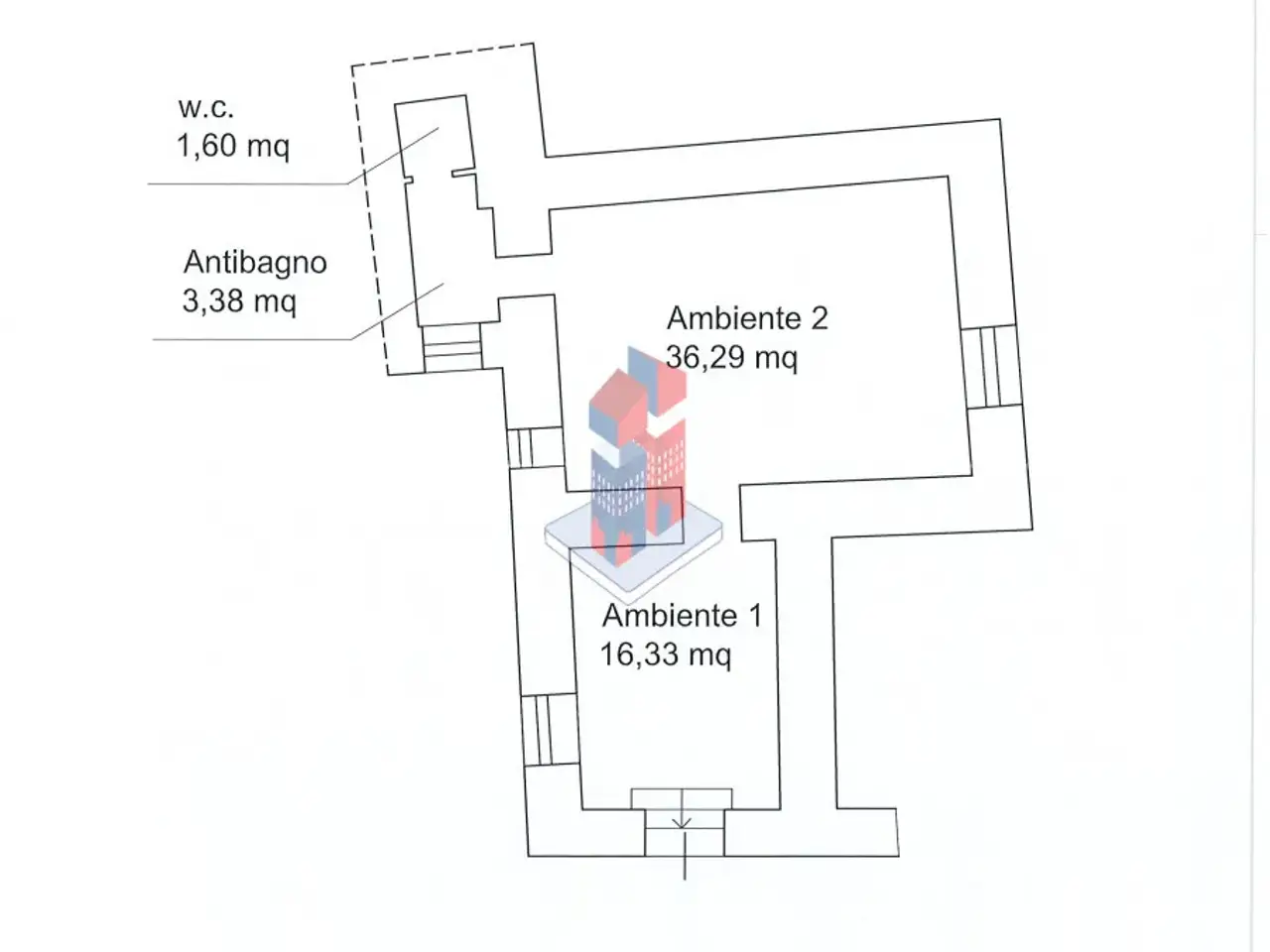 Negozio in Via a. Falcone - Locale Commerciale C/1- da Ristrutturare, Napoli, {3} - Planimetria 1